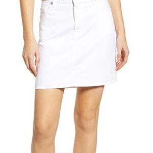 7 For All Mankind White Denim A-Line Mini Skirt